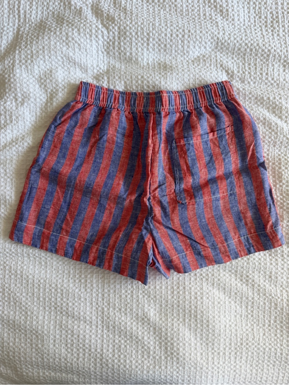Clare V. Striped Red and Blue Linen Shorts - Picture 4 of 4